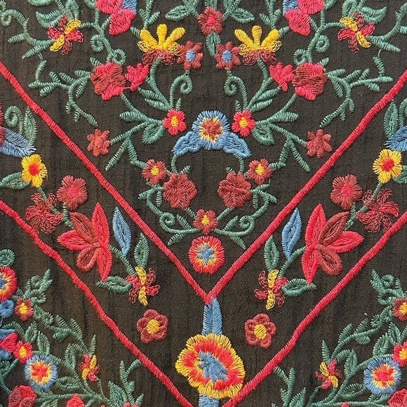 UMGEE Black Embroidered Tunic Dress Gauzy Boho Whimsy Goth Women Sz M - Picture 4 of 10